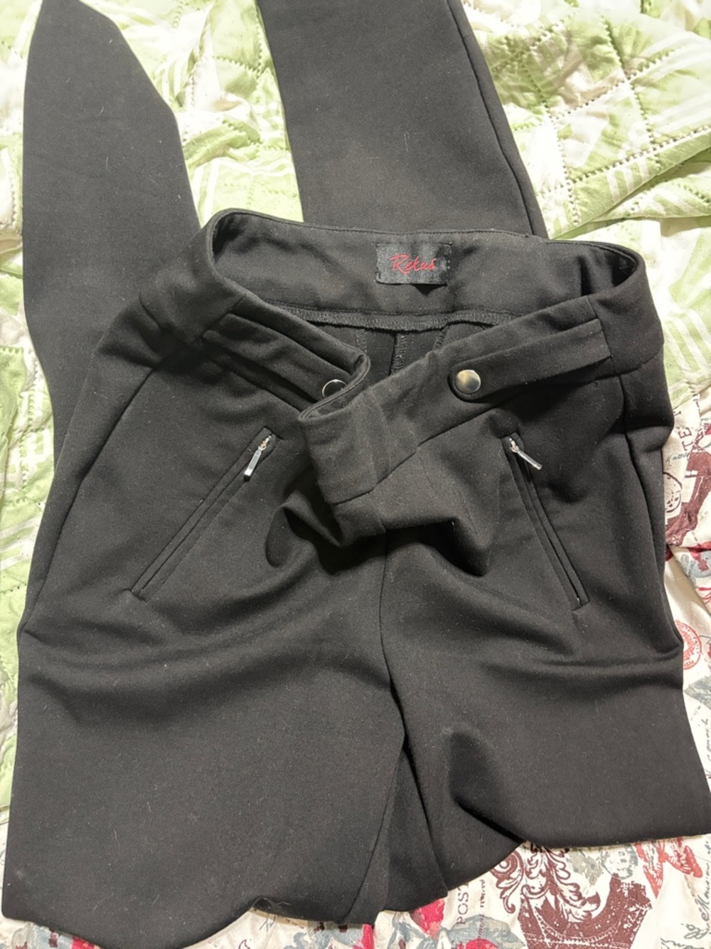 Black Stretch Ponte Pants with Front Zipper Pockets